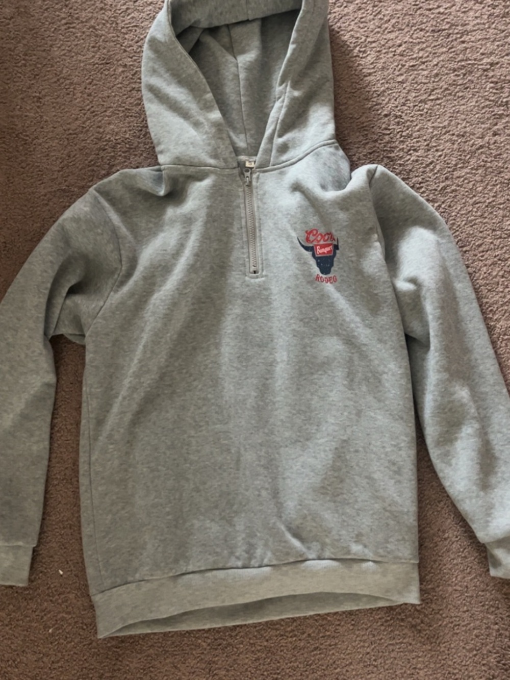 Light Gray Half-Zip Hoodie Sweatshirt